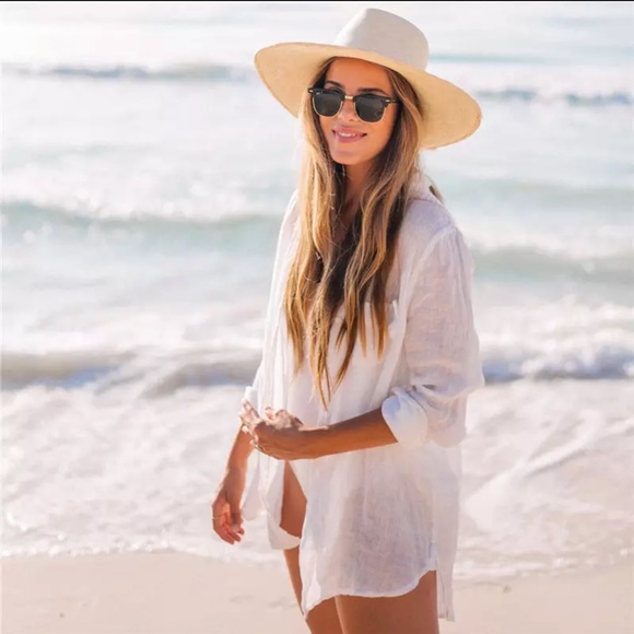 White Oversized Button Down Gauze Shirt - Picture 4 of 10